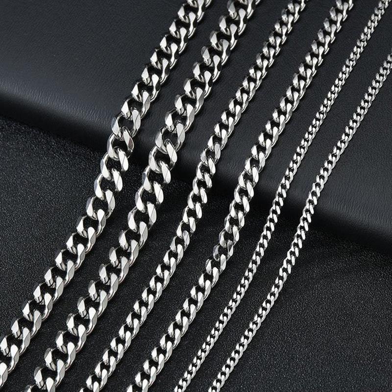 Classic Men Necklace Width 3 To 7 MM Stainless Steel Long Necklace For Men Women Chain Jewelry