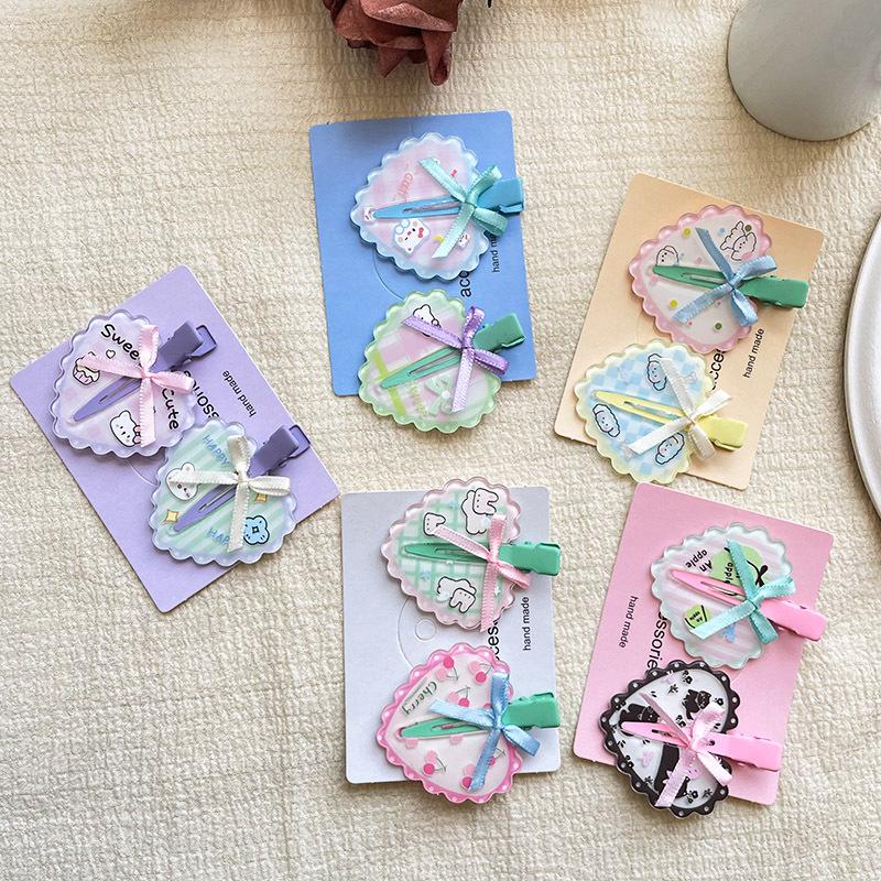 Cute Girl Wavy Edge Heart-shaped Bow Hair Clip Forehead Bangs Side Hair Clip Hair Accessory