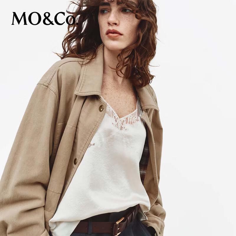 MO&Co. Women's Distressed Safari Waist-Cinching Jacket