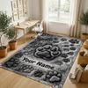 Dog Theme Crystal Velvet Rug Personalized Custom Name Text Soft Floor Mat Home Decor