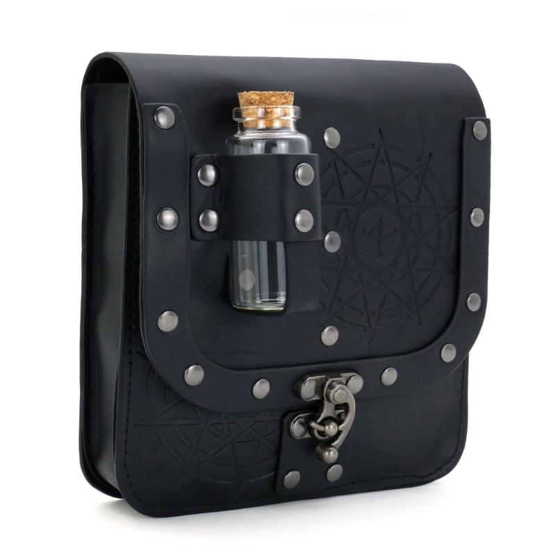Set of 2pcs Medieval Style Alchemist Bottle Waist Pouch Belt Set For Role Playing Costume Accessories PU Leather
