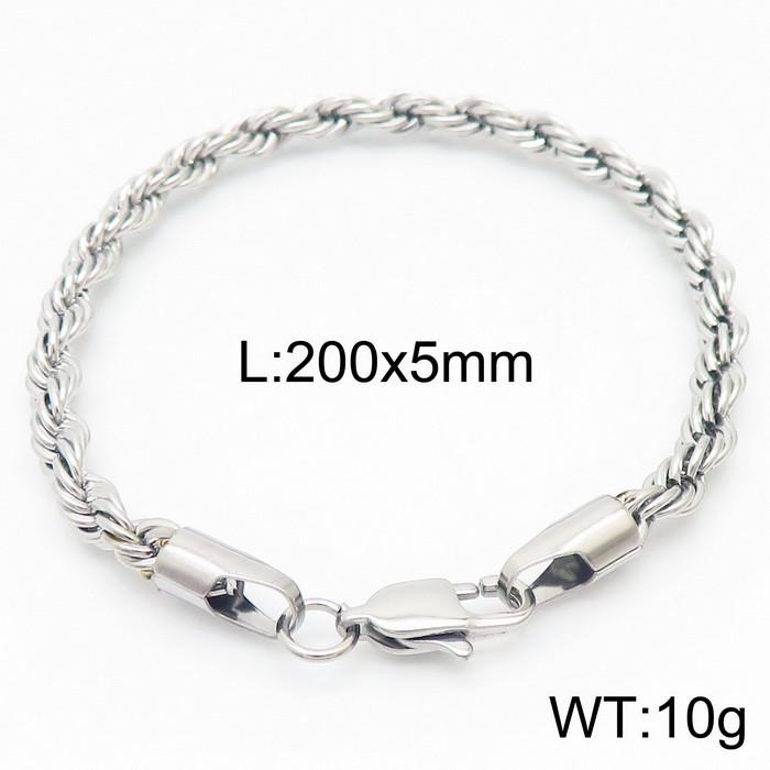Herren 18k Vergoldetes Gedrehtes Seil Armband, 6mm Edelstahl, Schmuck im Hip-Hop-Stil.