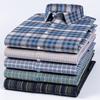 Plus Size Cotton Long-sleeve Shirts for Men Slim Fit Formal Plain Shirt Soft Plaid Striped Tops Office Elegants Clothes