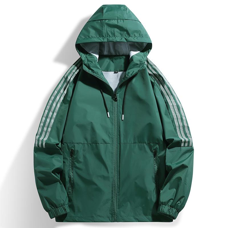 

Мужская универсальная нейлоновая ветровка с капюшоном: Легкая повседневная куртка для активного отдыха M зелёный