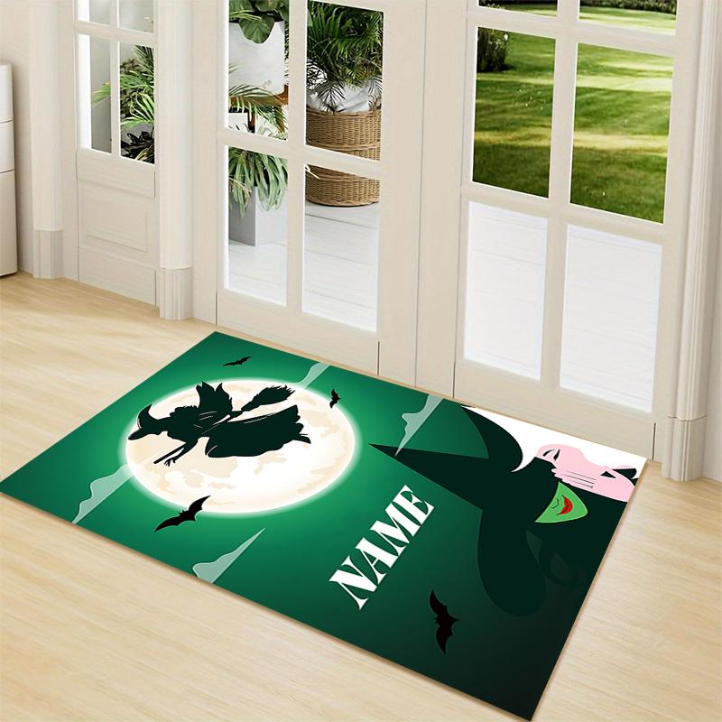 Custom Name Halloween Witch Night Carpet Rug Customizable Soft Washable Anti-Slip Home Living Room Sofa Mats Personalized Rug. 0909332