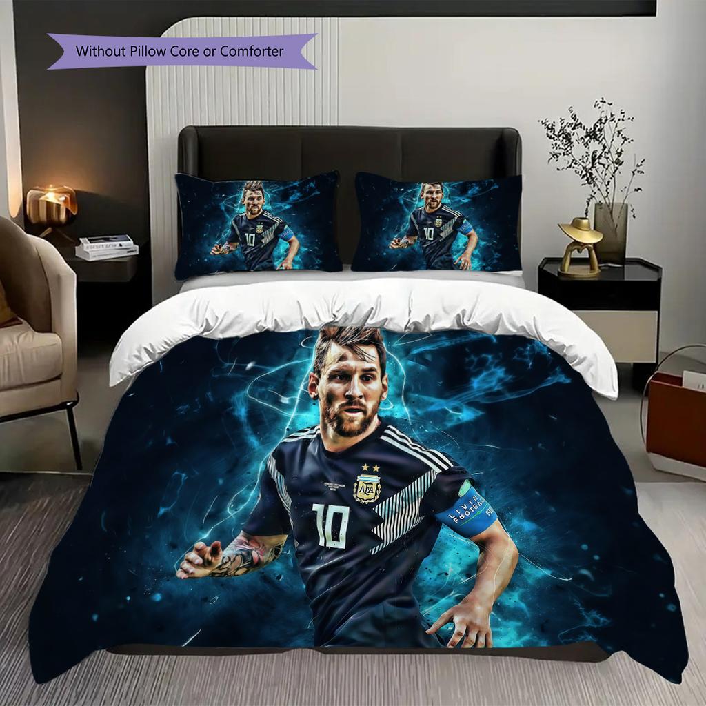 Biancheria da letto Azione Lionel Messi Stella dell'Argentina (1 * copripiumino + 2 * federa, senza nucleo) Set biancheria da letto 2D Piatto Regalo di Natale Compleanno