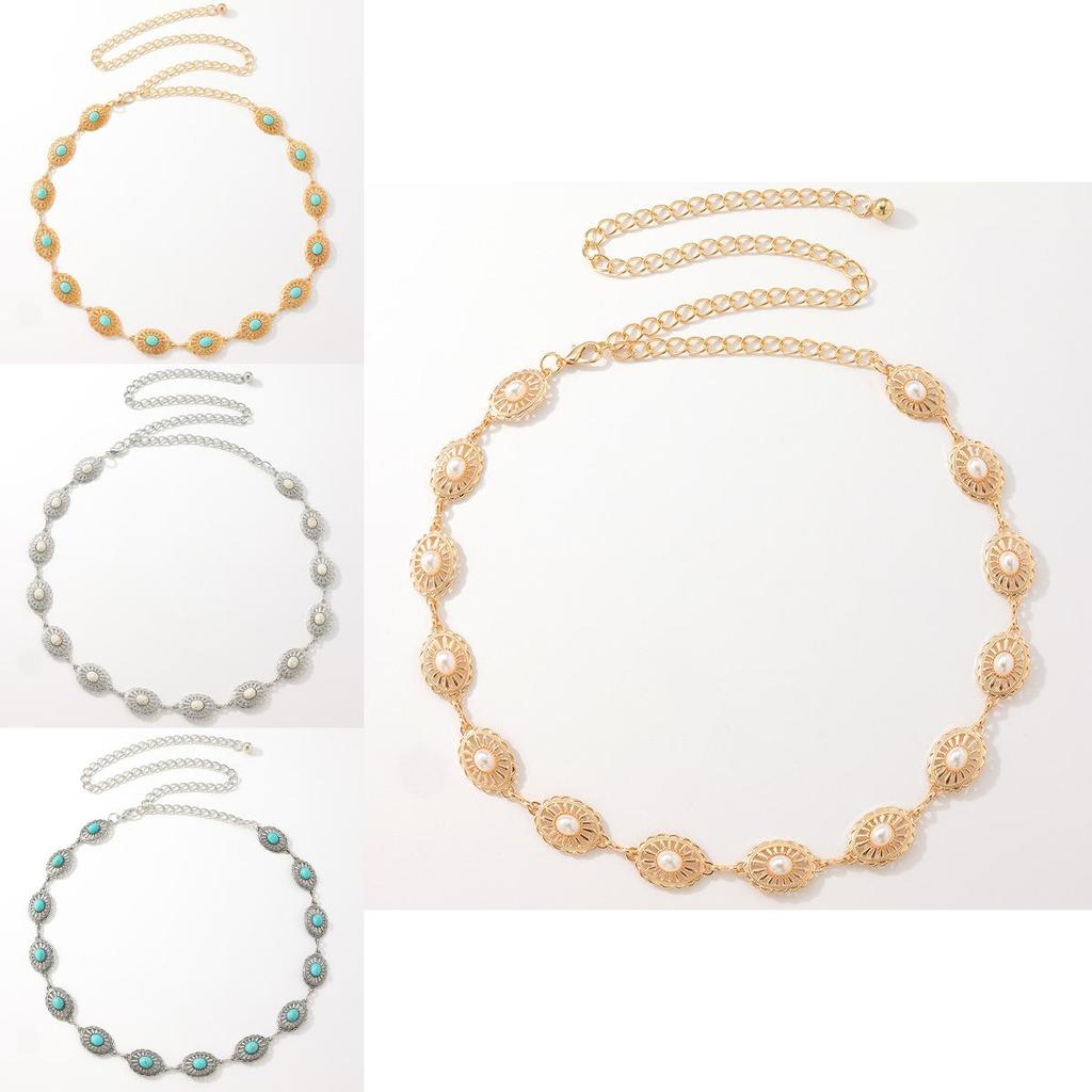 Bohemian Frau Metall Hüftkette Mit Perlenverzierungen Für Sommer Modeaccessoire