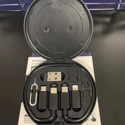 Kit Cavo Caricatore USB Tipo-C 5-in-1 - Ricarica Rapida Certificata MFI, Trasferimento Dati per iPhone, Android, Tablet - Design Rotondo in Silicone con USB,