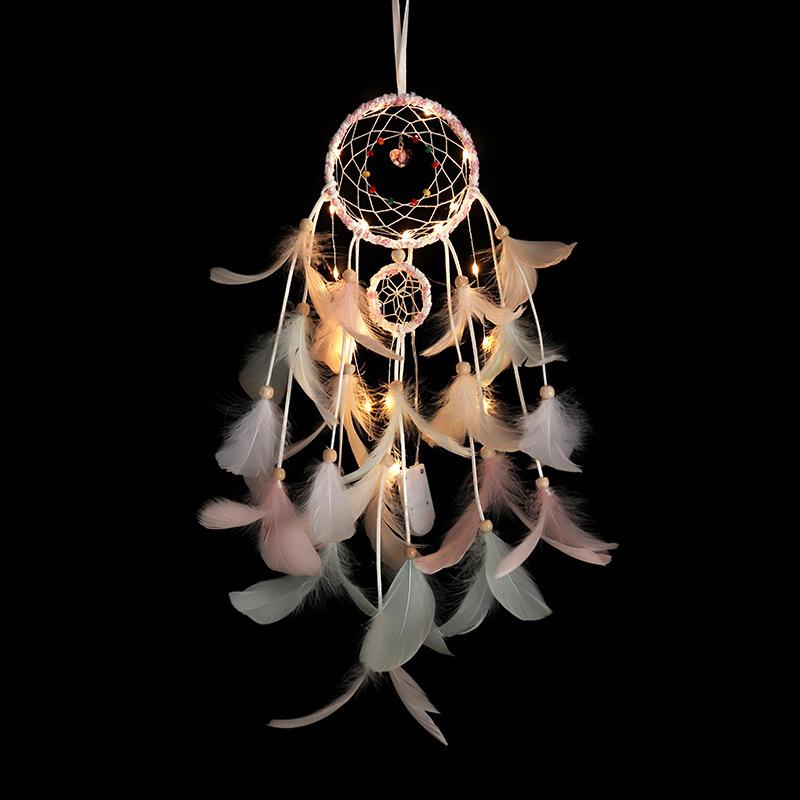 15 Styles Wall Dream Catcher Led Handmade Feather Braided Wind Chimes For Room Decoration Hanging Home Christmas Decor Poster