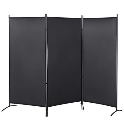 3-Panel Screen Dim. 2.53L X 0.5W X 1.82H M Side Blind Windbreak Screen On Stand Metal Polyester Room Divider