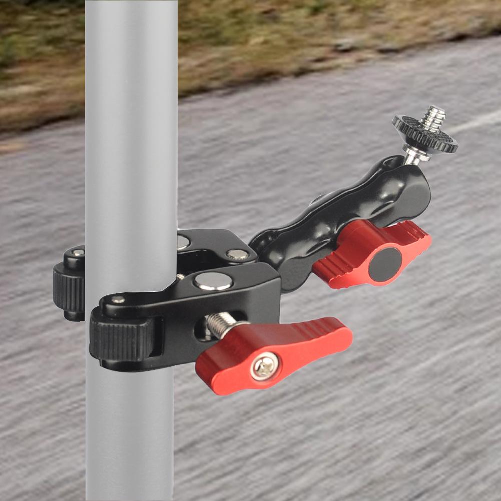 Ball Head Clamp W/ 1/4inch -20 Thread Ballhead Clamp Clip Rotatable Magic Arm Super Clamp for GPS Phone Monitor Video Light