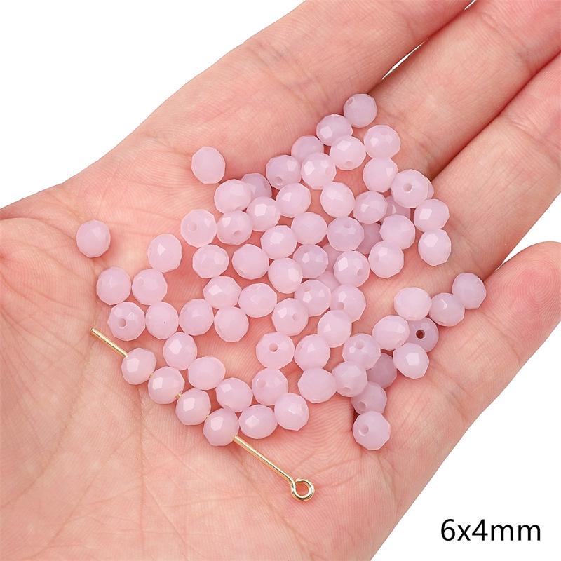 Transparent Pink Glass Round Beads: Crystal, Wheel, Bamboo for DIY Bracelets