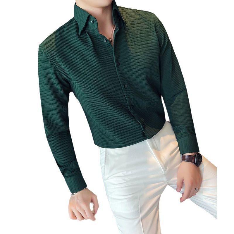 Herren Frühling und Herbst Slim Fit Business Langarmhemd