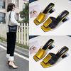 Fashion High Heel Slippers Women's Summer 2024 New Korean Edition Casual Outwear Fashion One Word Cool Slippers