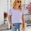 Camicetta a maniche corte a palloncino con scollo quadrato in tinta unita primavera estate Top ampio da donna