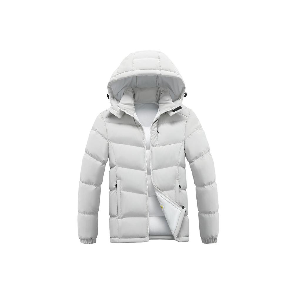Light Cotton Coat Men's Winter Fashion New Solid-colour Slim Removable Cap Thickened Hooded Comfortable and Versatile Jacket