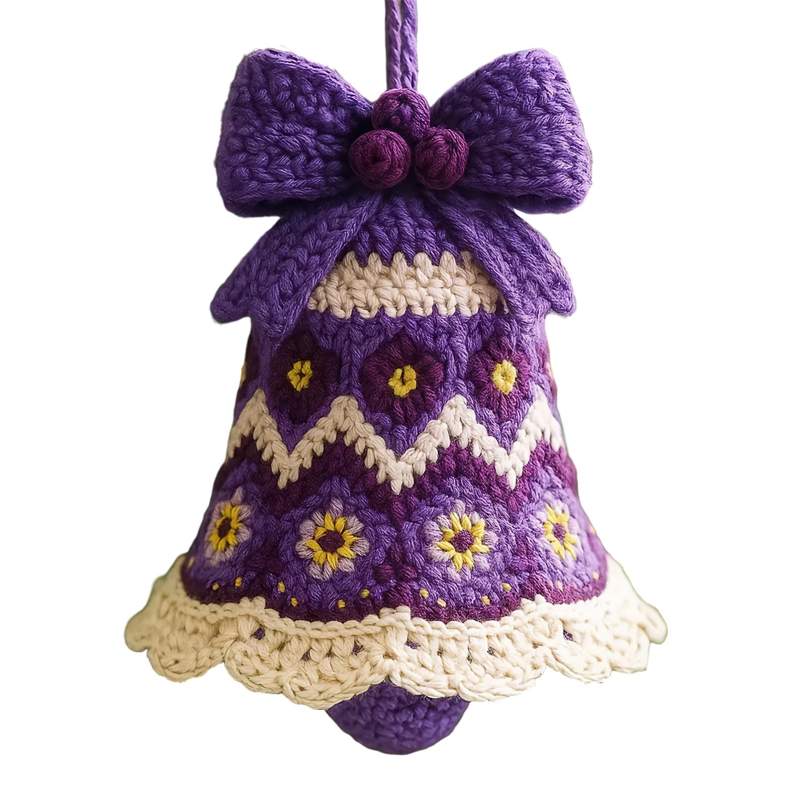 

DIY Crochet Christmas Bell Ornament Kit All Materials Included Hand-Knitted Christmas Bell Decoration for Beginners фіолетовий