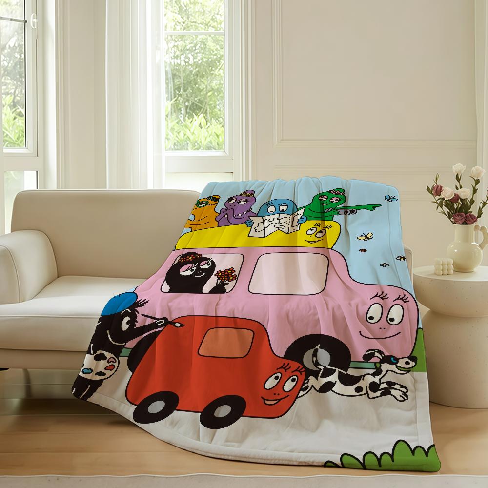 Cartoon Barbapapa Cute Blanket Warm Soft Suitable For Bedroom Sofa Bed Living Room Office Travel Camping Gifts