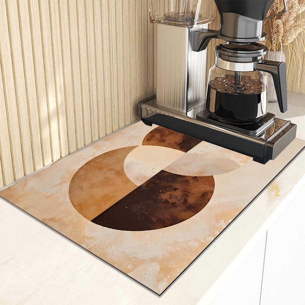 Modern Abstract Geometric Absorbent Dish Drying Mat Decor Multi-Functional Kitchen Counter Dining Table Coffee Machine Pad
