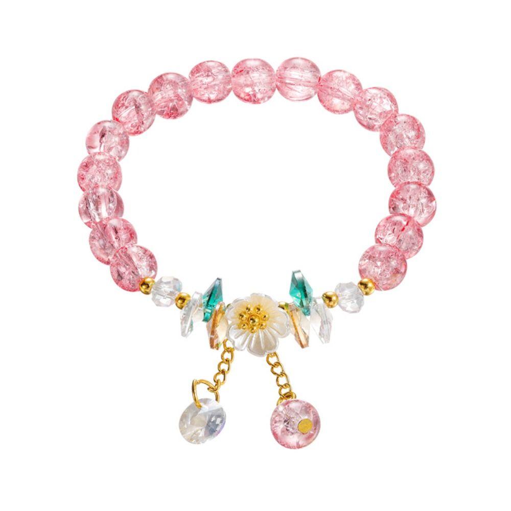 

Camellia Pendant Hand Jewelry Crystal Korean Style Bracelet Colorful Women Bangle Children троянди рожеві кольору