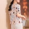 XUEXI Women's Summer Printed Mulberry Silk Short Sleeve Top