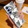 Line Flower Pattern Case For Samsung Z Fold 7 6 5 Luxury Hybrid 3in1 Leather Skin Plating Folding Phone Cover For Samsung Z Fold7 Fold6 Fold5