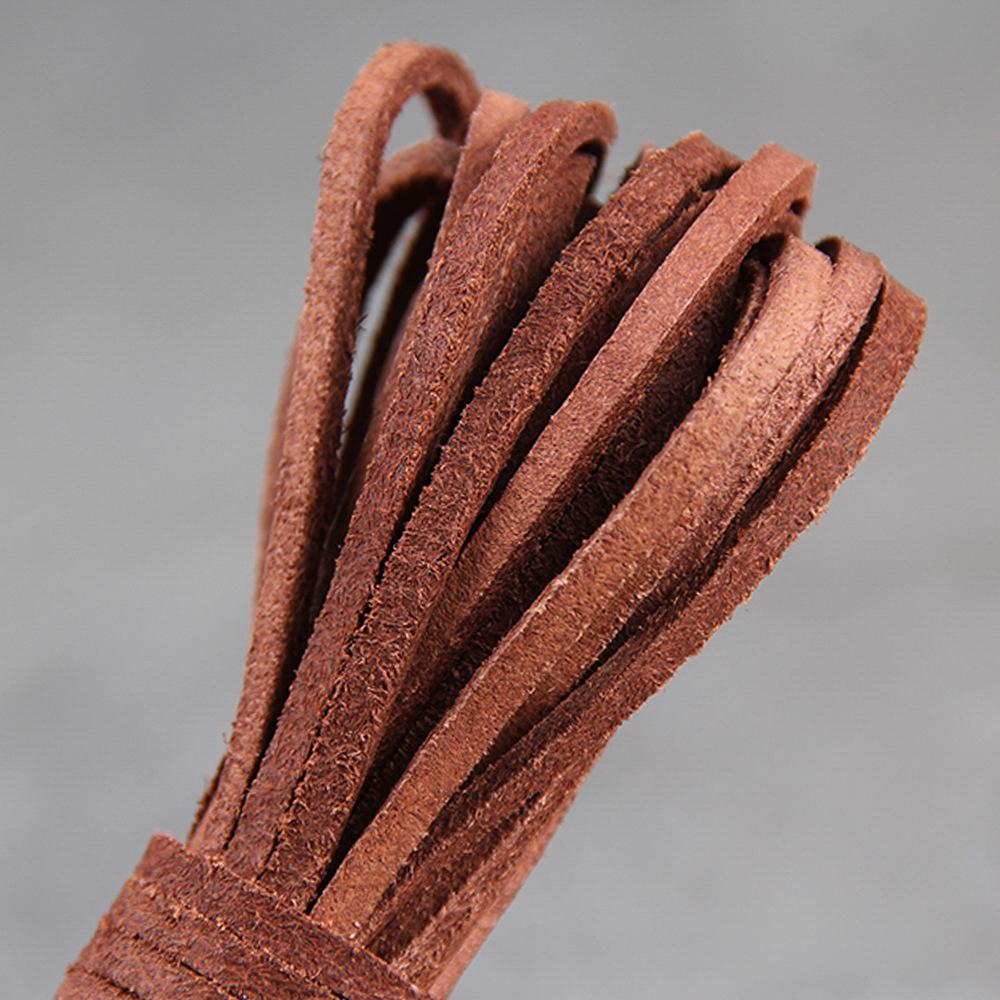 Corda Sottile Piatta in Vera Pelle di Mucca Scamosciata, 5 Metri, 3x2mm, Filo per Braccialetti Fai-da-te, Collane, Corda per Appendere, Cordino Decorativo, Accessori