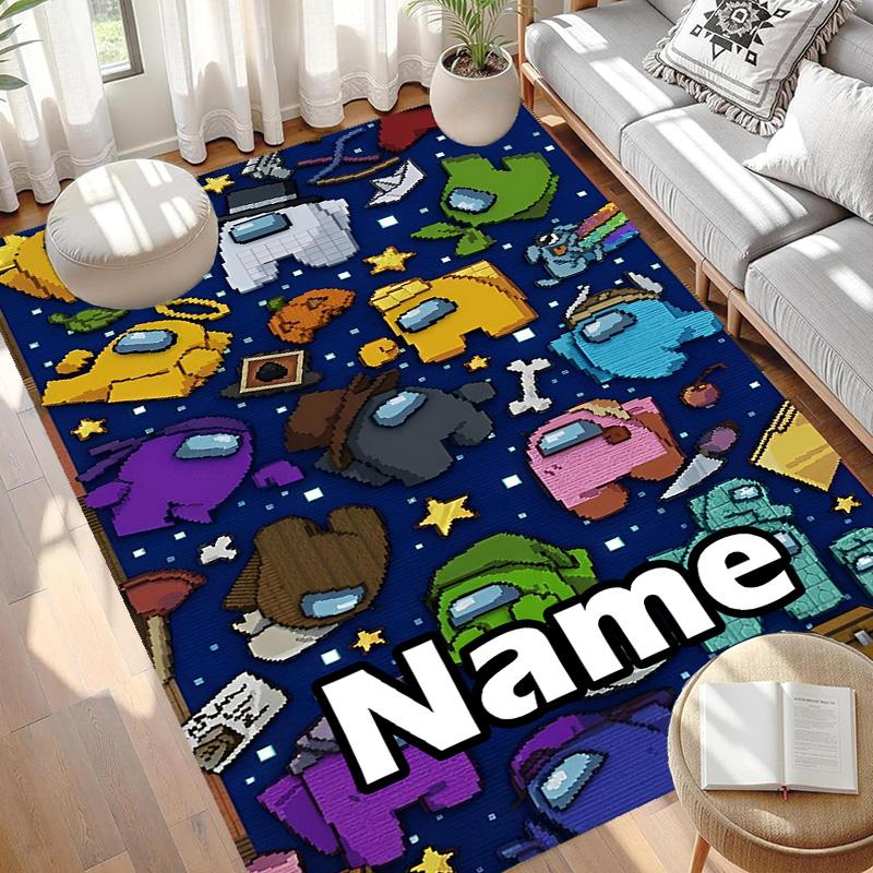 Custom Name Personalized Among Us Print Carpet, Versatile Home Decor Rug, for Playroom, Apartment, Balcony, Entryway, Hallway Gift
