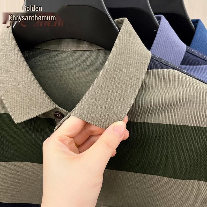Men's Striped Mercerized Cotton Polo Shirt