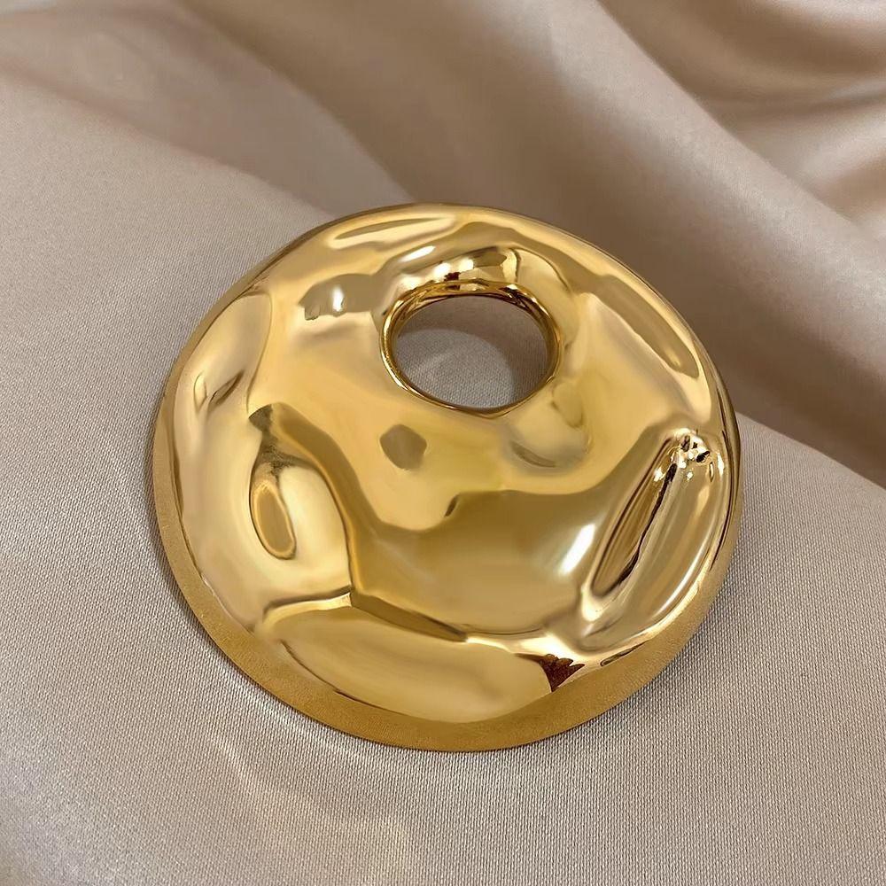 Round Water Ripple Pins Retro Hollow Out Brooch Trendy Irregular Geometric Brooch  Party