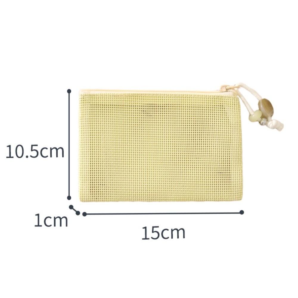 Portable Mesh Cosmetic Bag Zipper Closure Transparent Makeup Handbag Large Capacity Lightweight Storage Pouch
