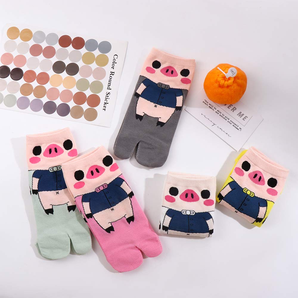 Students Cotton Split Toe Female Flip-flops Socks Low Tube Socks Geta Socks Pig Socks Two Toe Socks