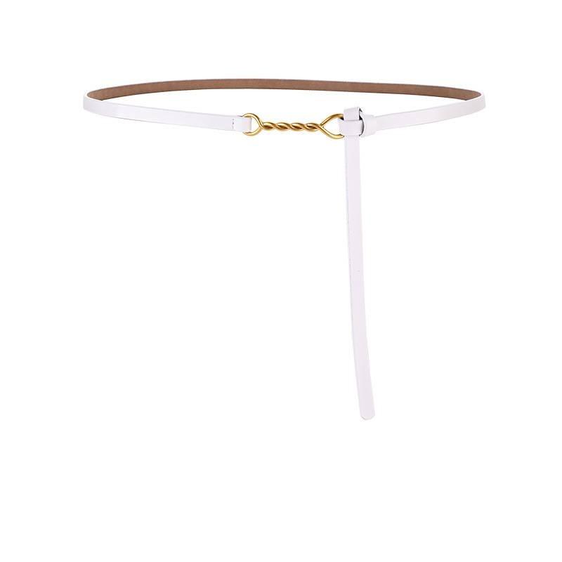 Genuine Leather Womens Slim Belt With Metal Buckle For Office And Casual Wear