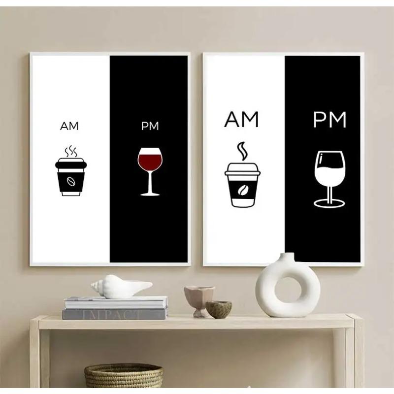 Wall Art Home Decor Modern Picture Am Coffee PM Wine Sign Print Kitchen Restaurant Poster Canvas Painting Modular Nordic Style