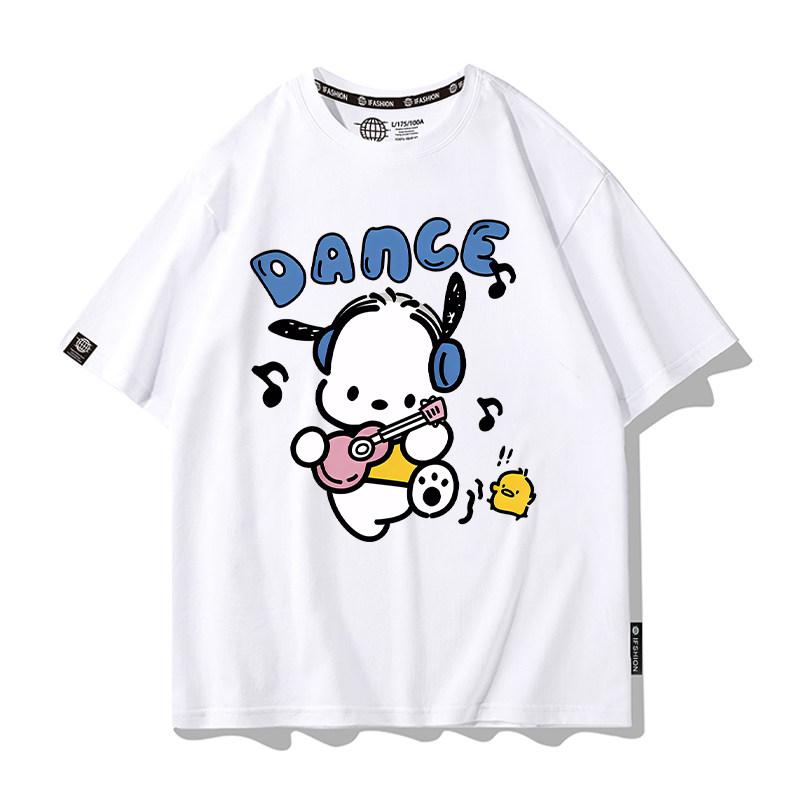 

Sanrio Pacha Dog Pure Cotton Printed Childrens Tshirt Parentchild Outfit Unisexs and Womens Candy Colored Short Sleeves S