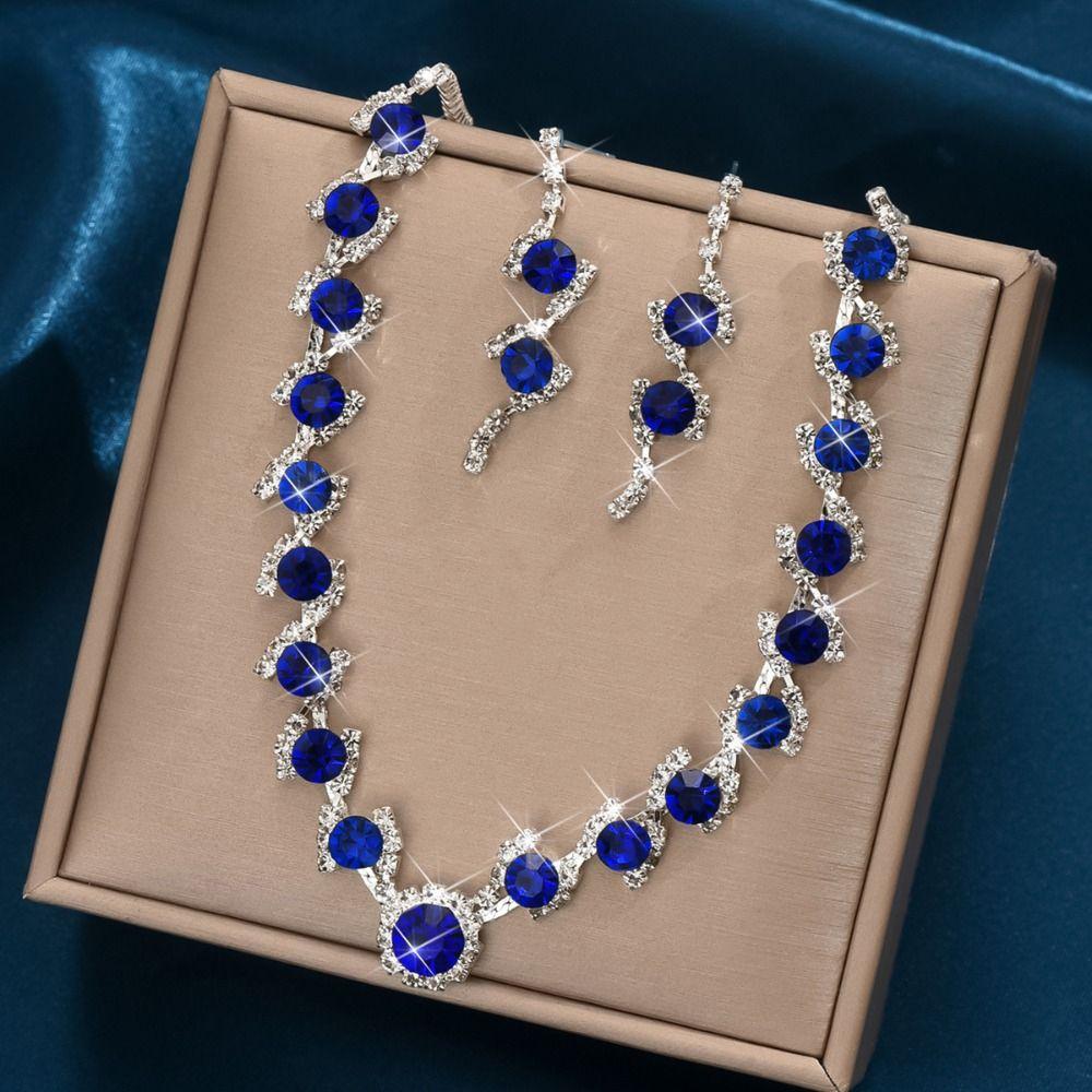 Claw Chain Rhinestone Jewelry Set Crystal Necklace Wedding Party Earrings  Banquet