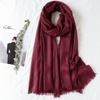 105*190cm One Piece Women Oversize Solid Plain Scarf Shawls Head Wraps Viscose Cashmere Muslim Frayed Hijabs Pashmina