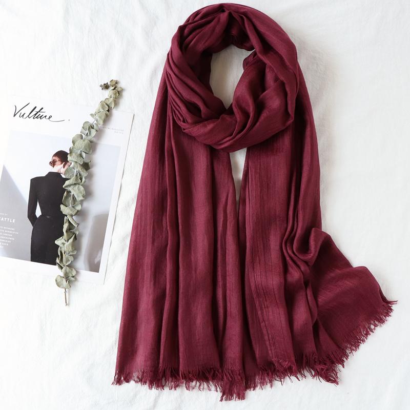 105*190cm One Piece Women Oversize Solid Plain Scarf Shawls Head Wraps Viscose Cashmere Muslim Frayed Hijabs Pashmina