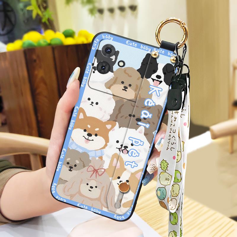 Back Cover Protective Phone Case For Cubot Note21 Cartoon Dirt-resistant Lanyard Anti-knock Wristband Ring Kickstand