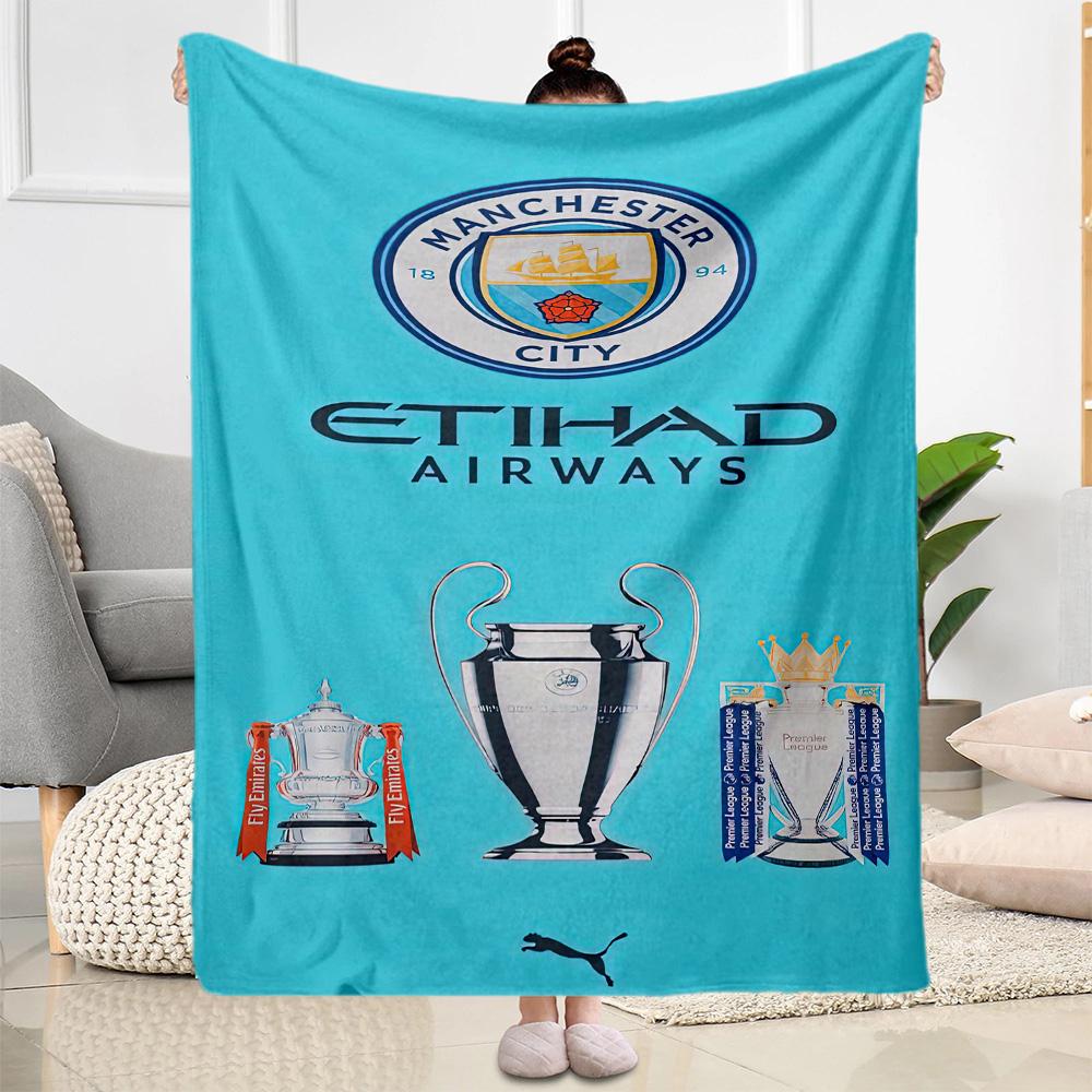 Manchester City Blanket Durable Comfort Perfect For Office Sofa Seaside For All Occasions Digital Print Unique Gift For Family And Friends Camping