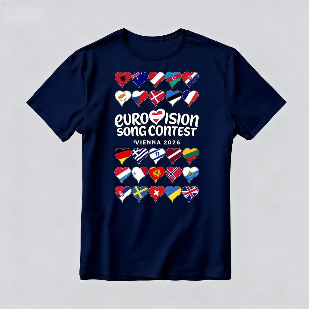 All Eurovision Song Contest Vienna Austria 2026 Men Women T Shirt Fashion Casual Pure Cotton Shortsleeved Top Y2K Tshirt