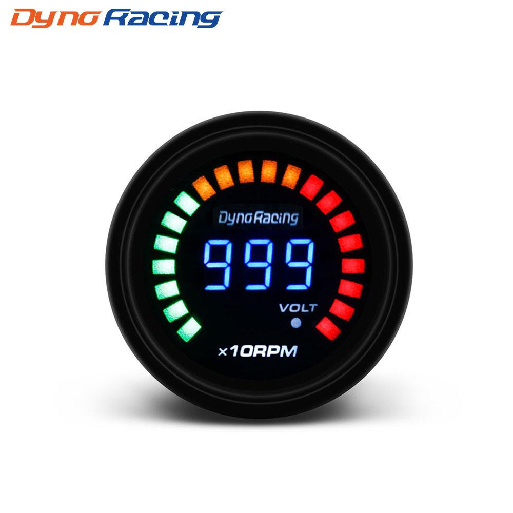Dynoracing 2" 52MM Digital 20 LED Boost bar psi Vacuum Water temp Oil temp Oil press Voltmeter Air/fuel ratio EGT temp RPM Gauge