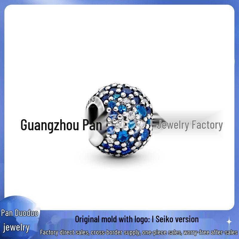 Pandora-Style White Copper Beads: Blue Series Heart of the Ocean & Dream Catcher Pendants