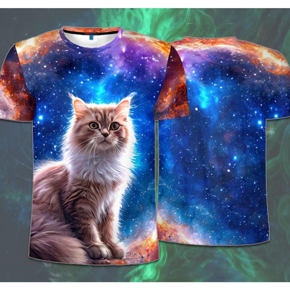 Lightning Cat 3D Print Animal T-Shirts Girl And Boy Casual Short Sleeve T Shirt Harajuku Top Hip Hop Street Tees Children's Clothing