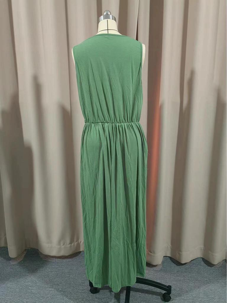 2025 Summer Sleeveless Lantern Slit Dress - European & American Style