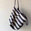 Contrast Color Black White Stripe Bag Large Capacity Thin Straps Tote Bag  Daily