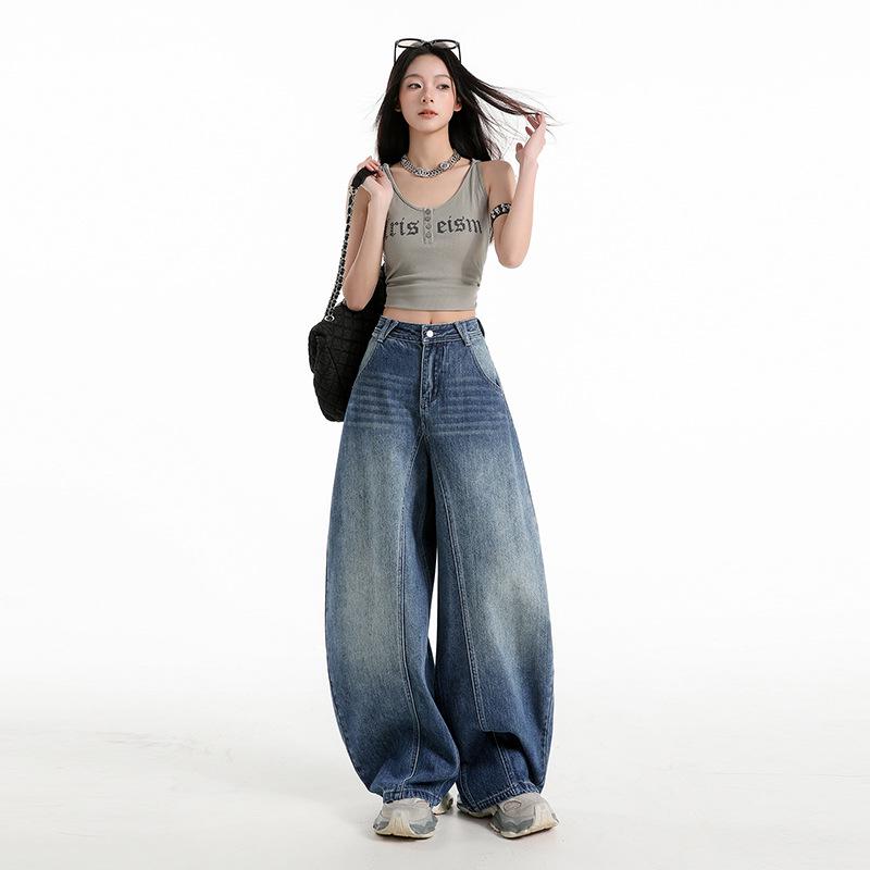 

2026 Spring Women s High-Waisted Retro Wide-Leg Jeans Large