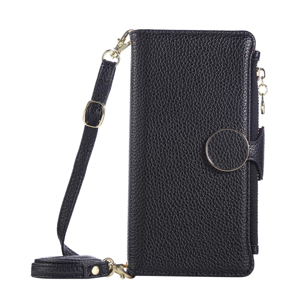 Phone Case for iPhone 17 Pro Max Air 16E 16 Pro 15 Plus 14 13 Mini 12 11 Circular Buckle Leather Card Holder Wallet Soft Cover
