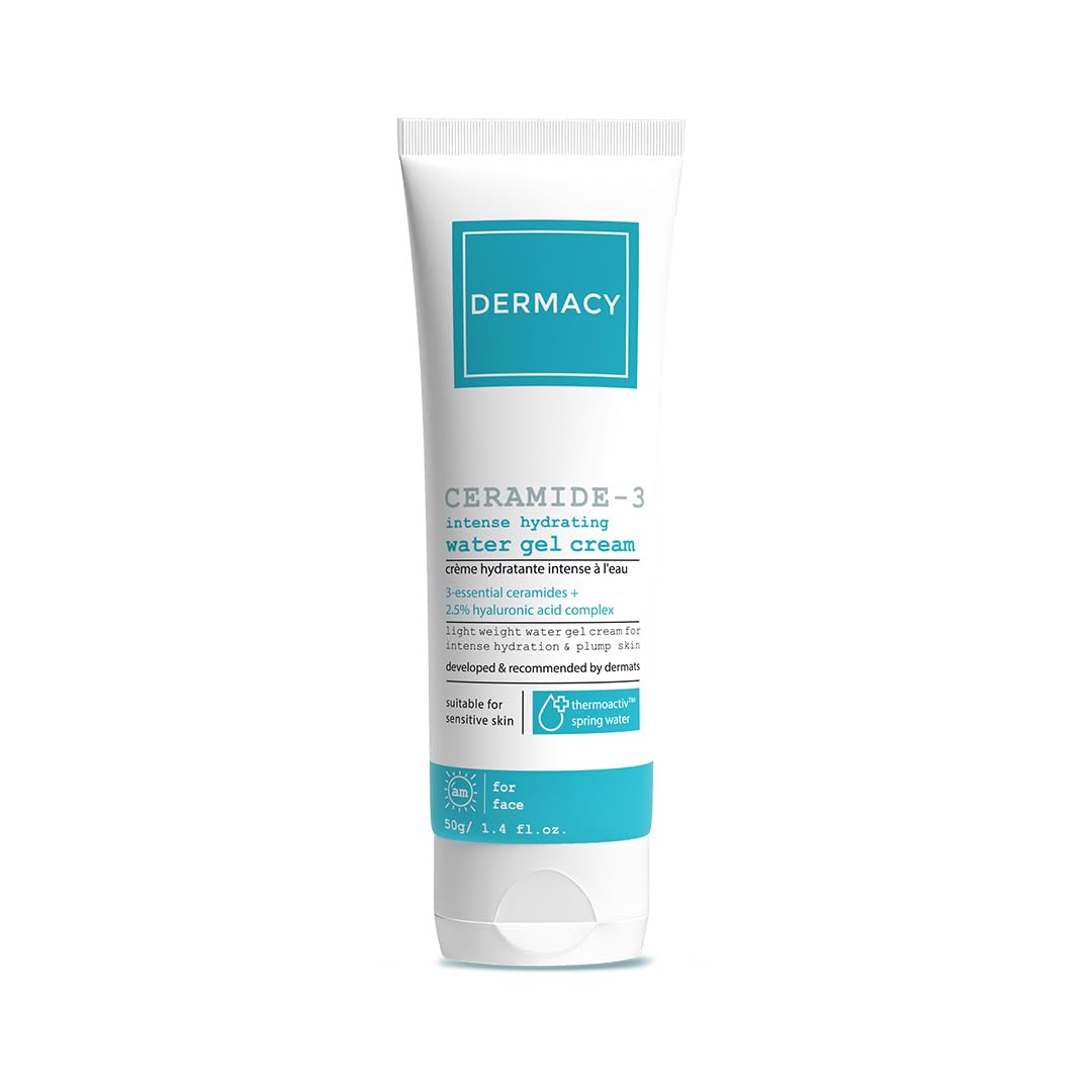 Dermacy Ceramide - 3 Intense Hydrating Water Gel Face Cream | Lightweight Cream For Intense Hydration & Plump Skin | 3 - Essential Ceramides + 2.5%