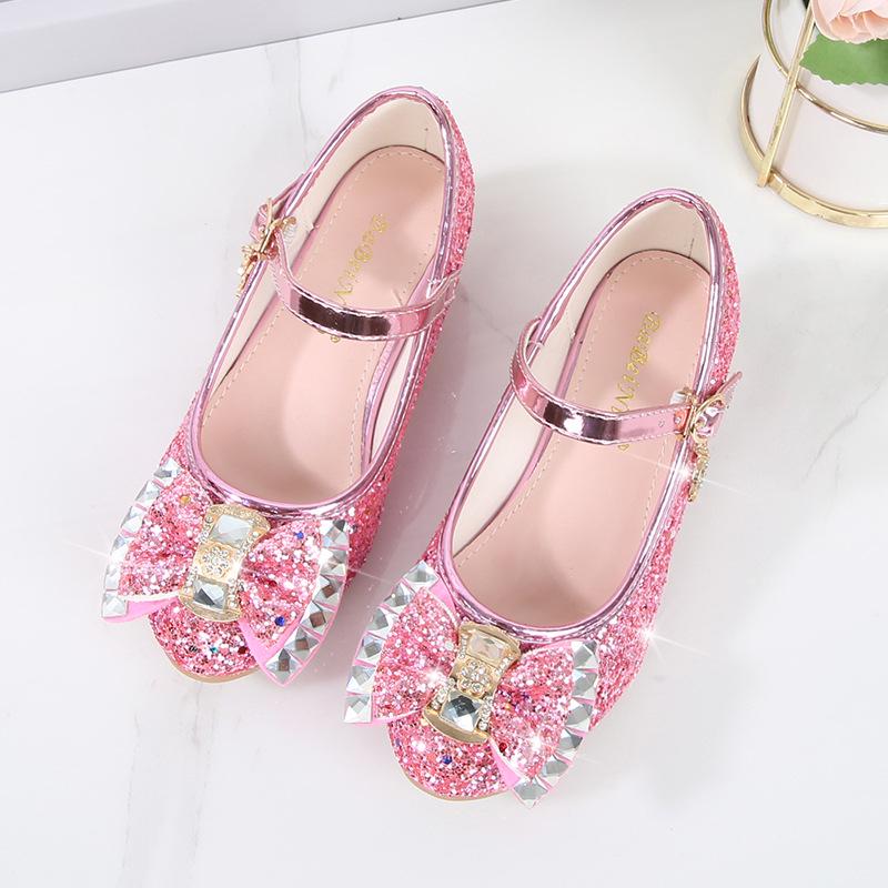 

2025 Autumn New Mid-Heel Leather Shoes for Girls - Princess Strap School Performance Shoes 34 рожевий